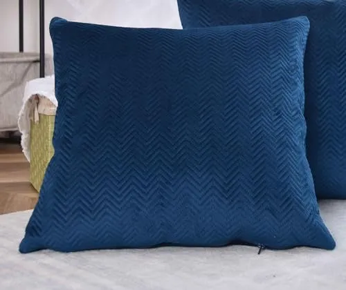 Gardinenbox Kissen Dekokissen LxB 45x45 cm Blau Jacquard »Greta« mit Fischgrät-Design pflegeleicht Reißverschluss weiche 320g Füllung - Vielfältige Farbauswahl, 2023510