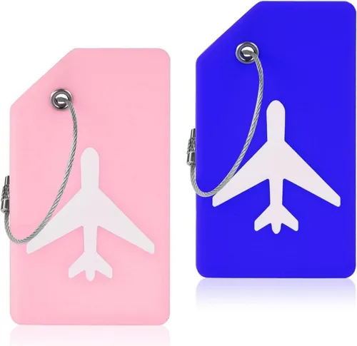 Flintronic Gepäckanhänger Koffer ID Tags 2 Stück Blau+Rosa - Praktische Flintronic Kofferanhänger aus flexiblem Silikon - ideal für schnelles Erkennen Ihres Gepäcks. Mit Schutzdesign für Ihre Daten und langlebigem Material. Perfekt für Reisen mit Stil!