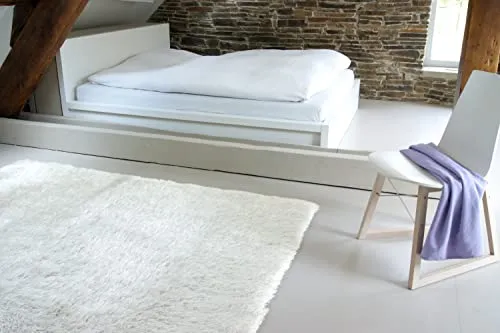 floor factory Hochflor Shaggy Teppich Prestige weiß 80x150 cm - Luxuriöser Shaggy Teppich mit extra langem Flor (90 mm) für ein gemütliches Ambiente. Ideal für Fußbodenheizungen und sorgt für ein angenehmes Laufgefühl.