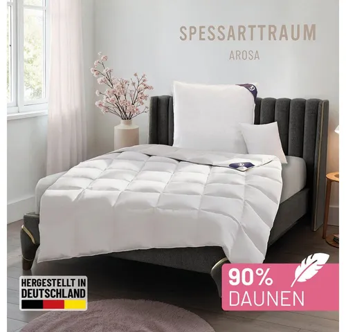 SPESSARTTRAUM Daunenbettdecke Arosa Bettdecke min 135x200 cm & weitere Größen, Füllung: 90% Daunen & 10% Federn, Bezug: 100% Baumwolle, Bettdecke Winter, Sommer, Made in Germany