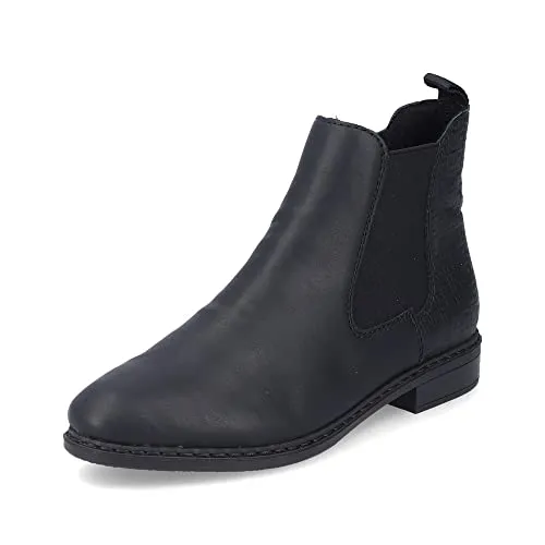 Rieker Damen Chelsea Boot 71662 – Schwarz - Wanderschuhe mit praktischem Reißverschluss und rutschfester RIRICON-Sohle für optimalen Komfort und Alltagstauglichkeit.
