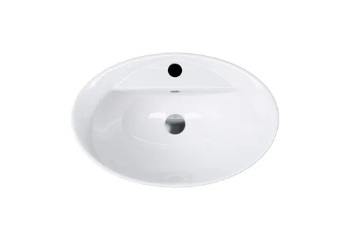 Mai & Mai Aufsatzwaschbecken Brüssel302 - Ovales Keramikwaschbecken in Weiß - Waschbecken: Ovales Aufsatzwaschbecken aus Keramik mit Nano-Beschichtung für einfache Reinigung und modernen Look. Maße: 59x39x21 cm.