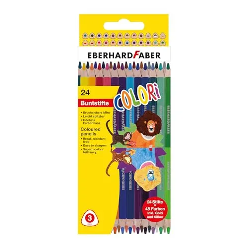 Eberhard Faber 514822 - Buntstifte Set Colori, 24 Duo Buntstifte mit 48 Farben