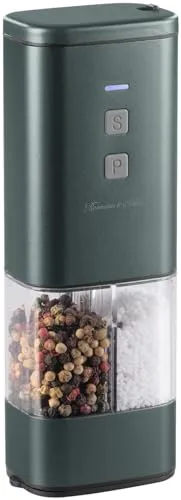 Rosenstein & Söhne 2in1-Akku-Salz- und Pfeffermühle - Küchenhelfer mit hochwertigem Keramik-Mahlwerk und 2 getrennten Gewürzkammern für perfekten Genuss. Ausdauernder LiPo-Akku für bis zu 45 Minuten Einsatz.