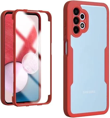 betterfon 360 Grad Hülle Kompatibel mit Samsung Galaxy A13 4G | Handyhülle mit eingebautem Displayschutz für Galaxy A13 4G | Rot