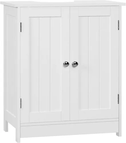 Woltu Waschbeckenunterschrank, 50x60x30 cm, weiß mit verstellbarem Einlegeboden