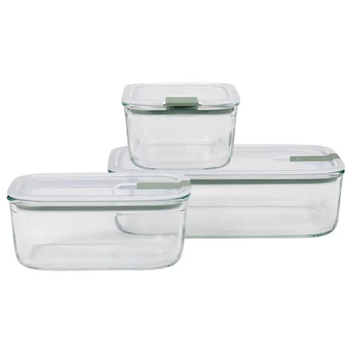Mepal Vorratsdosenset Easyclip - Vorratsdosen aus Glas, Kunststoff und Silikon, auslaufsicher und luftdicht. Ideal für Kühlschrank, Tiefkühler und Mikrowelle, bis 550 °C backofengeeignet.
