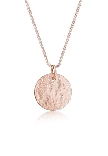 Elli Kette mit Anhänger Plättchen Organic 925 Sterling Silber, Gold - Ketten mit Anhänger, handgefertigt aus 925 Sterling Silber, zeitloses Design mit einem Durchmesser von 14 mm, ideal für jeden Anlass.