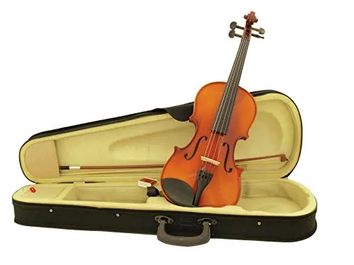 4/4 Violine mit Bogen und Koffer - Elegante 4/4 Violine mit hochwertigem Holzbogen und robustem Kunststoffkoffer für sicheren Transport. Ideal für Schüler und Fortgeschrittene.