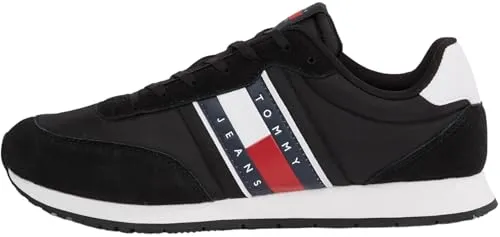 Tommy Jeans Herren Runner Sneaker Sportschuhe, Schwarz (Black), 44 - Herren-Sneaker mit hochwertigem Obermaterial aus 100% recyceltem Polyester und optimaler Passform, ideal für Alltag und besondere Anlässe.