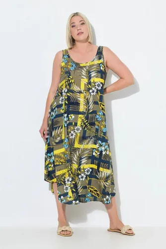 Ulla Popken Maxikleid Dschungelmuster A-Linie - Sportliches Midikleid in olivgrün mit Dschungelmuster, ideal für entspannte Sommerlooks. Hergestellt aus 100% Viskose für hohen Tragekomfort.