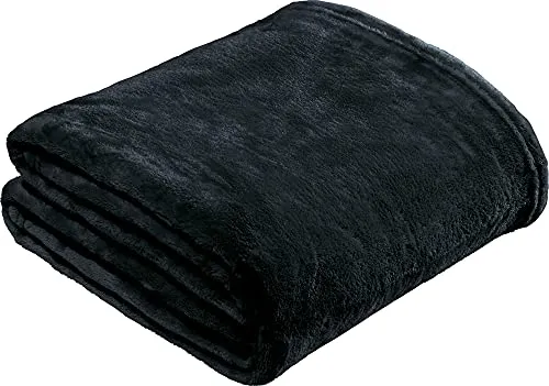REDBEST Microfaserdecke Amarillo, Fleece-Wohndecke, Sofadecke schwarz Größe 150x200 cm - kuscheliger Teddyfleece, extra weich warm, pflegeleicht, waschbar