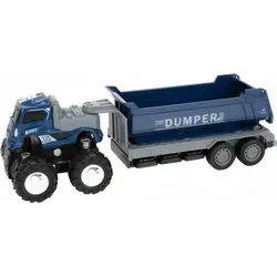 Spielzeug LKW mit Anhänger, Laster mit Friktionsantrieb, Zugmaschine mit kippbarem Anhänger (L) ca. 26,5 cm