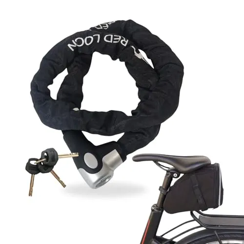 Red Loon Fahrradschloß | eBike Kettenschloß 150cm - Fahrrad-Kettenschlösser mit robustem 9,5mm Kettenglied für optimale Diebstahlsicherung, inklusive praktischer Satteltasche für einfachen Transport.