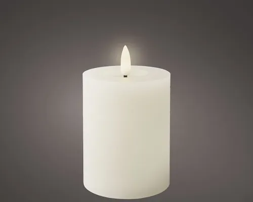 Lumineo LED Wachskerze Weiß Ø 7 cm Höhe 11,2 cm