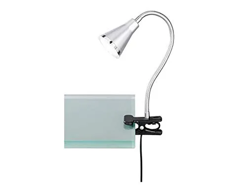 Reality Leuchten LED Klemmleuchte Arras R22711187, inkl. 5 Watt LED, Schirm Kunststoff titanfarbig