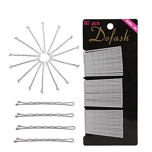 Dofash 5CM/2IN Gewelltes Silber Bobby Pins lange Bobby Pin Halter Für Frauen 60PCS (Silber)