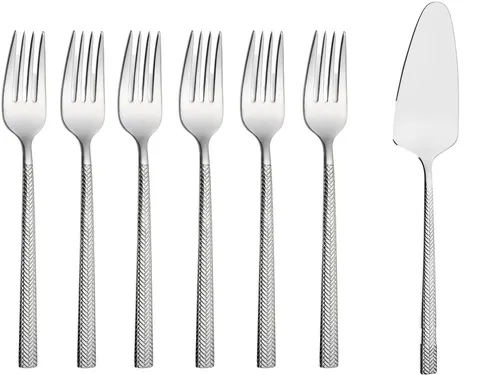 Asphald Besteck-Set Hera Kuchen Set 7 teilig Edelstahl Rostfrei Kuchengabel Tortenheber (7-tlg), 6 Personen, Edelstahl 18/10, Spülmaschinenfest und Rostfrei