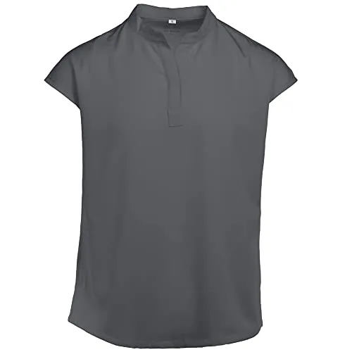 EXNER Blusen-Kasack für Damen in Graphit, Größe 2XL (52/54) - Medizinische Berufsbekleidung, atmungsaktives Material für höchsten Tragekomfort und Bewegungsfreiheit, ideal für Pflege, Kliniken und Wellness.