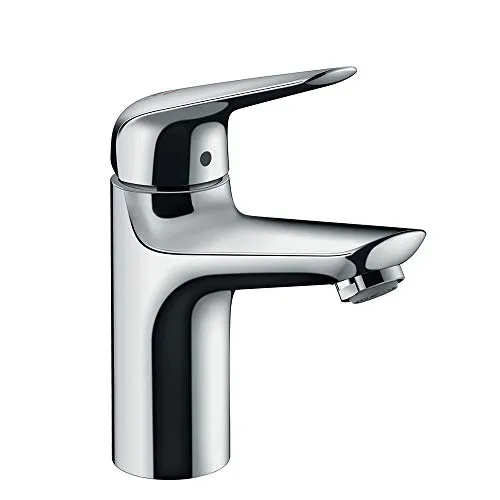 hansgrohe Wasserhahn Novus wassersparende Armatur (Auslauf Höhe 100mm mit CoolStart und Push-Open Ablauf) Chrom