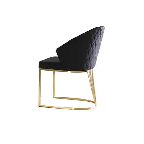 Moderne Esszimmerstühle in Schwarz mit Goldakzenten - Eleganter Küchenstuhl mit robustem Metallgestell, ideal für stilvolle Esszimmer. Bequeme Polsterung und modernes Design für einladende Mahlzeiten.