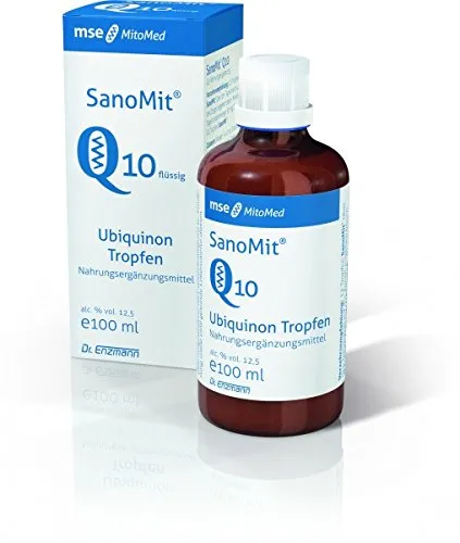 SanoMit Q10 flüssiges Ubiquinon Kaneka Coenzym Q10 (100ml) Tropfen, hochdosiert, liposomal vegan - SanoMit Q10 flüssig – für optimale Energieversorgung: Hochdosiertes Ubiquinon Q10 in ultrakleinen Tropfen sorgt für eine verbesserte Aufnahme. Ideal zur Unterstützung des Zellstoffwechsels und in geprüfter Qualität, vegan und frei von Allergenen.