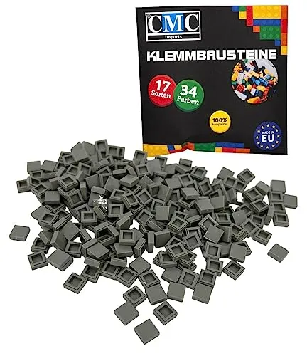 CMC imports 100 x Klemmbausteine Fliesen Tiles Bausteine 1x1 Noppen Kompatibel 34 Farben freie Farbenwahl (280 - Grau)