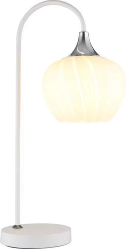 MAXY Tischlampe - Beistellleuchte mit verchromtem Metall und opalem Glas - Moderne Tischleuchte aus verchromtem Metall und satiniertem opalem Glas, ideal für zeitgemäße Wohnräume. Mit praktischem Wippschalter zur einfachen Bedienung.