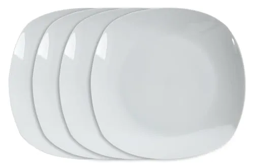 Home4You Speiseteller Flachteller Essteller - Porzellan - Weiß - 27 cm - 4er Set