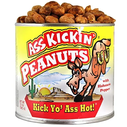 ASS KICKIN' Habanero Pepper Spicy Hot Peanuts – 12 Unzen – Ultimate Spicy Gourmet Gift Peanuts – Probieren Sie es aus, wenn Sie sich trauen!