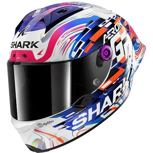 Shark Aeron GP Replica Zarco GP de France Helm, weiss-lila, Größe M - Motorradhelm mit A2S Technologie für optimierte Aerodynamik: Reduziert Turbulenzen und Luftwiderstand für ein besseres Fahrgefühl.