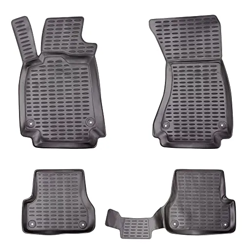 Design 3D Gummimatten Set für Audi A7 (C7) 2010-2018 - Fußmatten mit perfekter Passform und extra hohem 5cm Rand für umfassenden Schutz gegen Schmutz und Flüssigkeiten. Pflegeleicht und strapazierfähig dank hochwertigem TPE Material.
