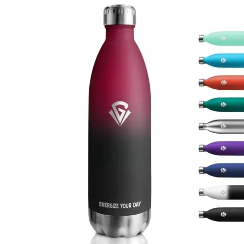 Isolierflasche 1000ml, Thermosflasche Kohlensäure Geeignet, Thermoskanne BPA-Frei, Vakuum Edelstahl Trinkflasche, BPA-Frei Auslaufsicher Wasserflasche, für Sport, Reisen, Jungs, Mädchen, Outdoor