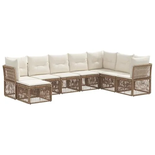 vidaXL Gartensofa-Set 8-teilig Beige Poly-Rattan - Stylisches und flexibles Garten-Sofa-Set aus robustem Poly-Rattan. Mit modularer Konfiguration und bequemen Kissen für entspannte Stunden im Freien. Pflegeleicht und wetterbeständig – ideal für Gartenpartys oder gemütliche Abende.