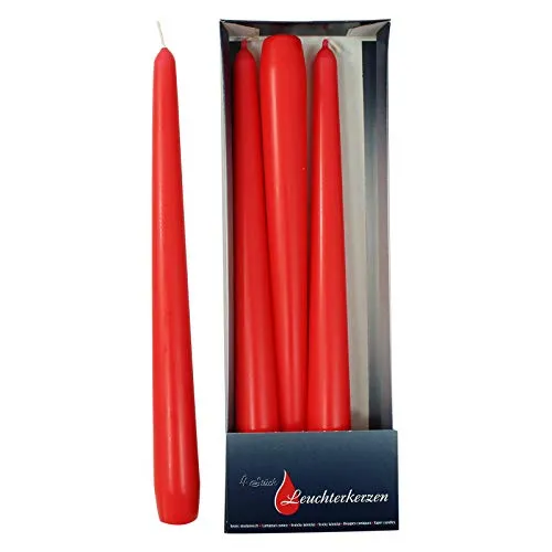 Ebersbacher Kerzen Spitzkerzen rot, ca. 22 x 240 mm, 4 Stück/Pack