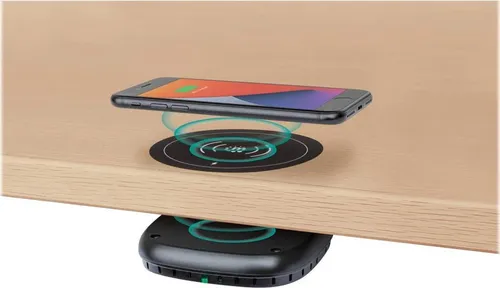 MANHATTAN Induktionsladegerät zur Untertischmontage 10 W - Kabelloses Qi-Ladegerät für Untertischmontage, ideal für platzsparendes Laden und sorgt für einen aufgeräumten Arbeitsplatz.