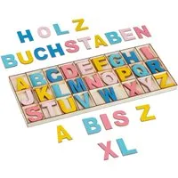 Relaxdays Buchstaben Set Holz Bunt Großbuchstaben 104-teilig 5 cm 230 g