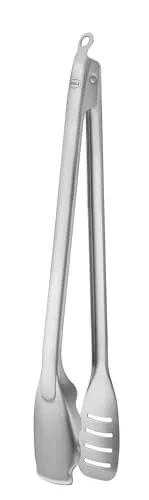 RÖSLE Premium Barbecue-Grillzange - Hochwertige Edelstahl-Grillzange, ideal für Gas- und Holzkohlegrills, mit ergonomischer Form und großem Wendefläche für hohen Bedienkomfort – spülmaschinengeeignet und patentiertes Verschlusssystem für einfache Handhabung.