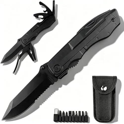 MeoZynxadril Multitool Taschenmesser, Edelstahl Klappmesser, mit Schraubendreher, 10 in 1 Multifunktionsmesser, Klappmesser Einhandmesser, Taschenmesser Personalisiert, für Männer, Vatertagsgeschenk