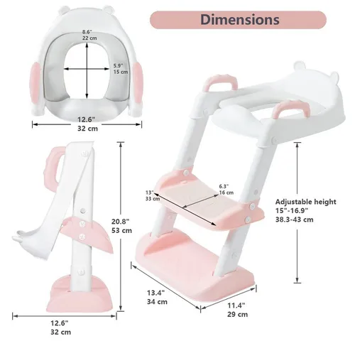 P & K Töpfchen Töpfchentraining-Toilettensitz mit Tritthocker-Leiter - Praktischer Töpfchentraining-Toilettensitz mit Tritthocker-Leiter. Rutschfest und leicht montierbar. Ideal für Kinder ab 12 Monaten, passt auf die meisten Toiletten. Sicher und komfortabel, mit einfacher Reinigung und verstellbaren Höhen.