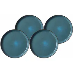 Ritzenhoff & Breker Visby Speiseteller Set - Dunkelblau, 4er Set - Teller aus Steingut mit modernem, minimalistischem Design, spülmaschinenfest und ideal für kreative Tischgestaltungen.