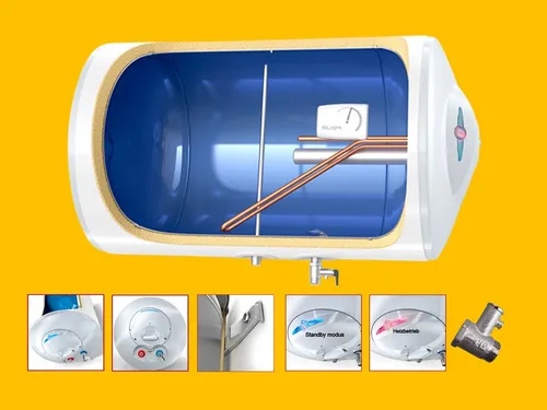 Waagerecht / horizontal Elektro Warmwasserspeicher Boiler 150 Liter Wandhängend