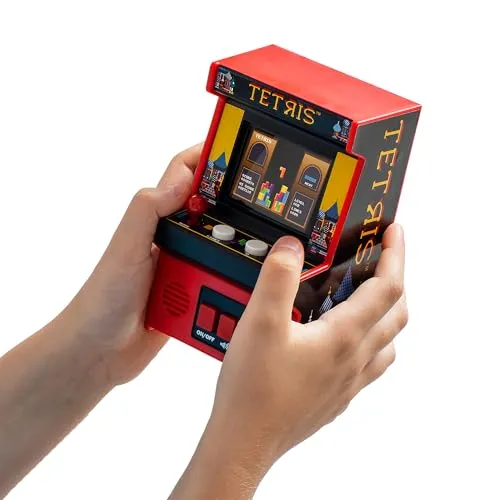 Basic Fun Mini Tetris Arcade-Spielgerät, klassisches elektronisches Retro-Arcade-Spielzeug mit neuem TFT-Farbbildschirm, authentische Miniatur-Nachbildung, perfekt für alle Altersklassen