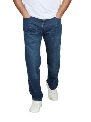 DENIMFY DFAlvin Straight Fit Herren Jeanshose mit Stretch - Modische Straight-Jeans für Herren in Dark Blue Denim, mit bis zu 2% Stretch für optimalen Tragekomfort. Ideal für lässige Outfits und den Alltag.