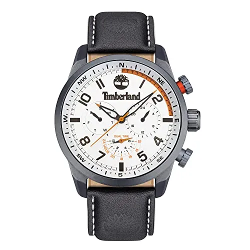 Timberland Forestdale Herren Multifunktionsuhr aus Leder in der Farbe Schwarz, Gehäusedurchmesser: 47mm, TDWJF2000703