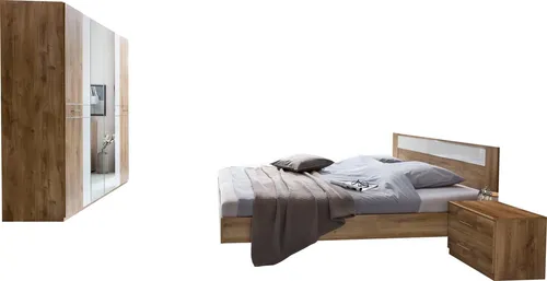 Wimex Schlafzimmer-Set Petra/Pamela, 4-tlg. - Komplettzimmer mit elegantem Design, inkl. Kleiderschrank mit Spiegel, Bett (180 cm) und 2 Nachttischen - ideal für stilvolle und funktionale Einrichtung.