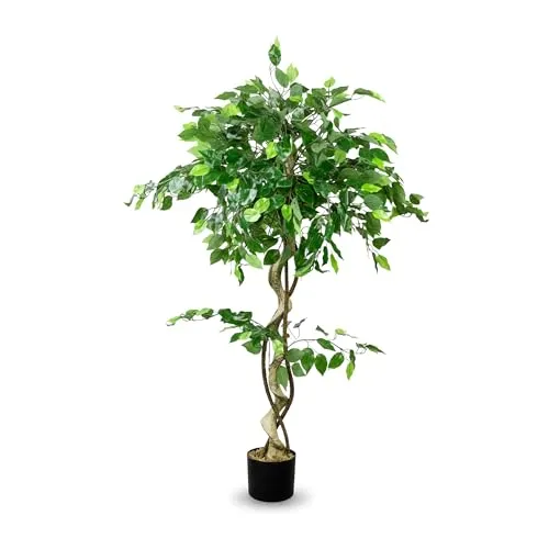 Kunstbaum Ficus Benjamin 120 cm von Decovego - Hochwertiger Kunstbaum für stilvolle Dekoration in Büro, Praxis oder Wohnbereich. Pflegeleicht und immer frisch, ideal für jede Umgebung.