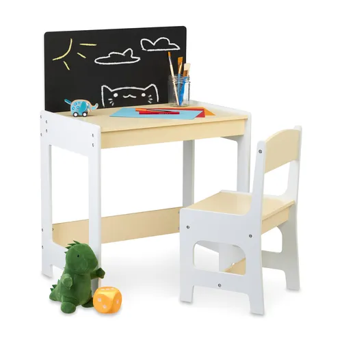 Kindersitzgruppe 2-teilig - Kindertischgruppe für Kinder - Spieltisch- & Stuhl-Sets, ideal für kreative Spielstunden, aus robustem MDF, inklusive Tisch und Stuhl, in modernem Weiß, perfekt für Kinderzimmer.