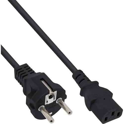 InLine 16651 Netzkabel, Schutzkontakt gerade auf Kaltgerätestecker C13, 1,8m, schwarz