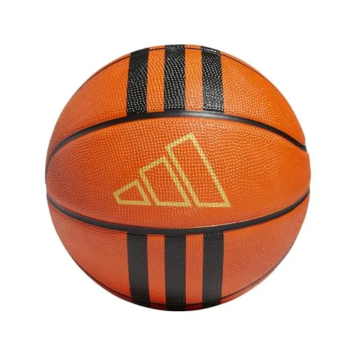adidas Unisex 3-Stripes Rubber X3 Basketball, Basketball Natural/Black/Gold Metallic, 6